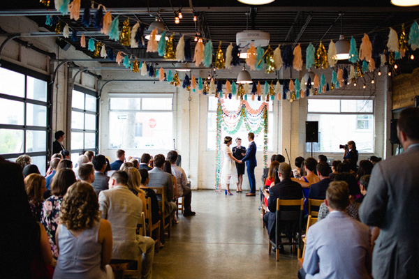 A wedding being held at Propeller Coffee.